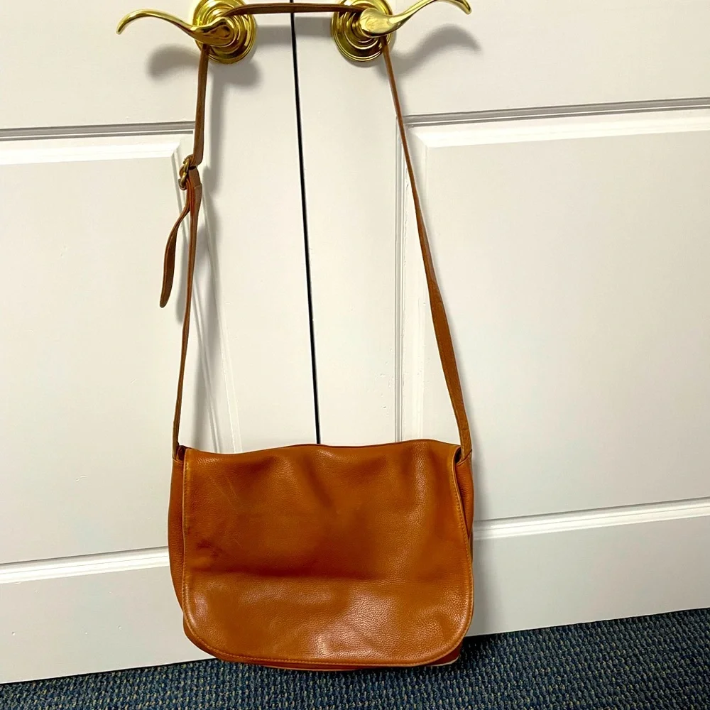 Vintage Coach Messenger Style Briefcase Saddle Pebbled Leather